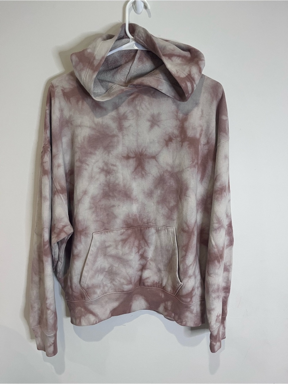 PINK Tie-Dye Hoodie - Mauve & Cream